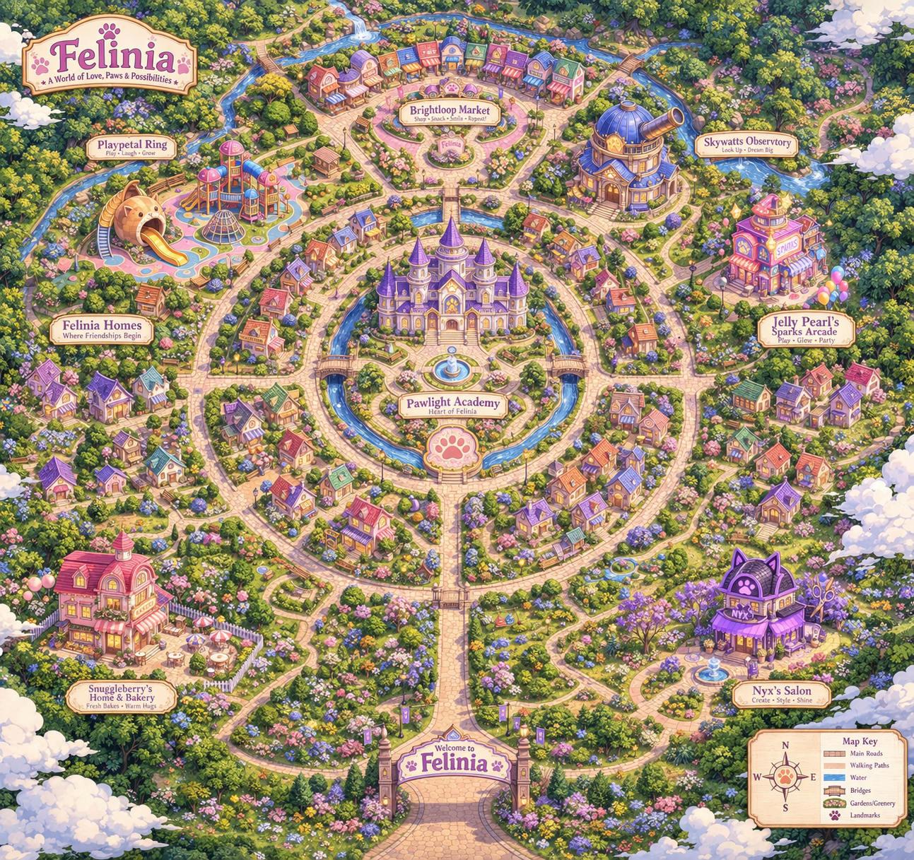 Pawlight Academy on the map of Felinia